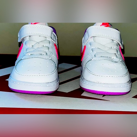 **SOLD** Nike Court Borough 2 Low (White, Pink, and Purple) TD Size 4C - $35 - Picture 4 of 10
